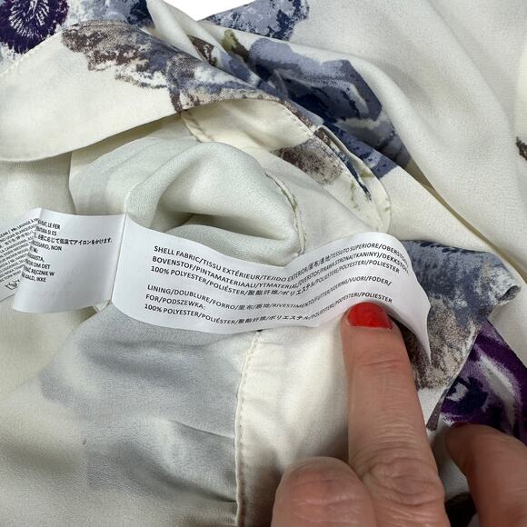 JOA Just One Answer White Lavender Purple Floral Faux Wrap Hi-Low Skirt Small - Picture 3 of 9